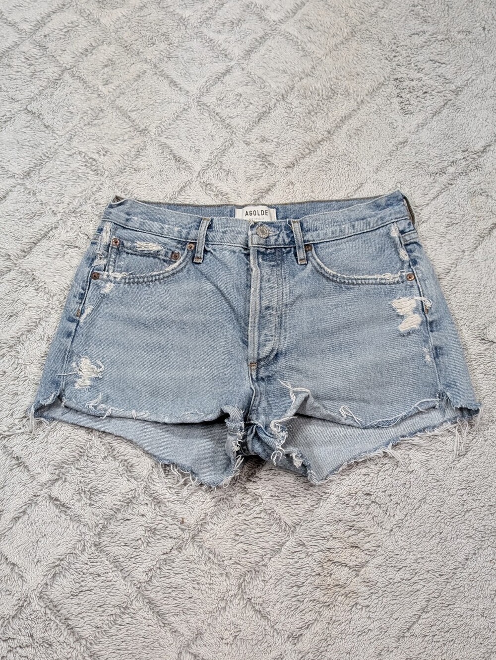 Agolde Parker Shorts Womens 26 Blue Rapture Vintage Cut Off High Rise Denim